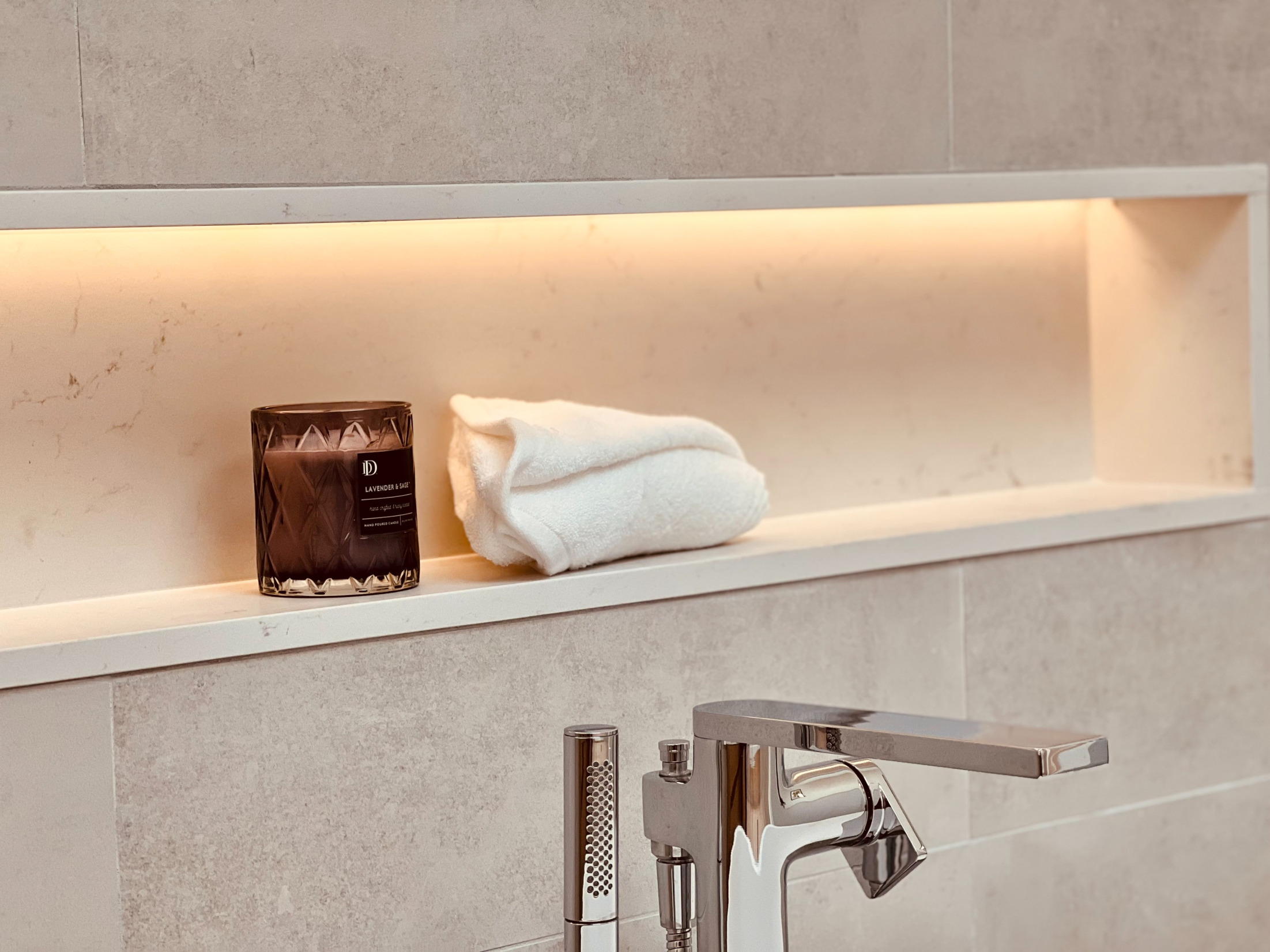bathroom niche led strip installation Pacific Palisades