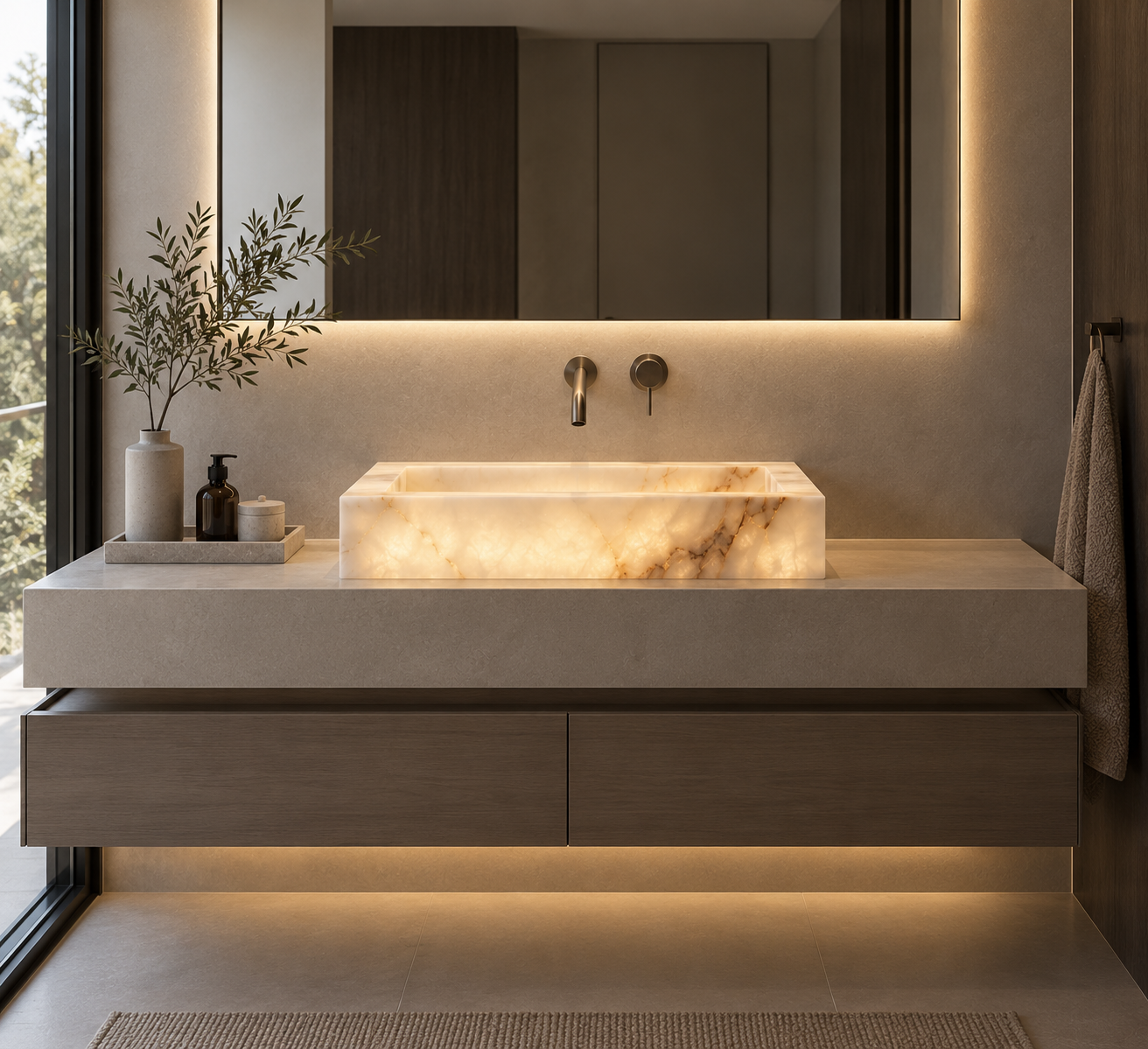 vanity bathroom led strip installation Pacific Palisades